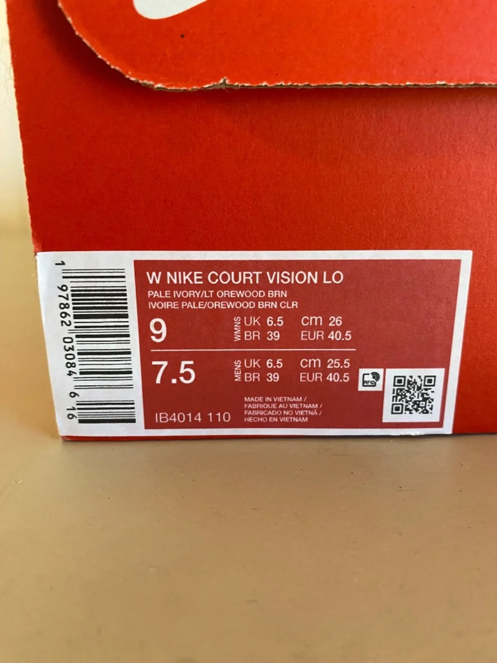 Nike Court Vision Low - Pale Ivory W9